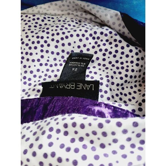Lane Bryant purple polka dot button front sz 24 plus top - Picture 3 of 3